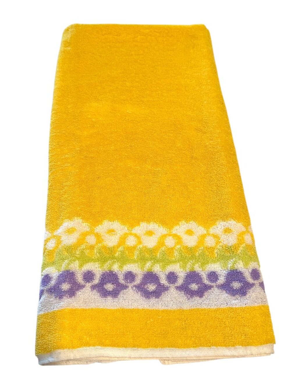 Vintage Bath Towel Easter Yellow Lilac Green *read*